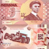 *USA 50 Dollars 2015 19. štát - Indiana polymer - Kliknutím na obrázok zatvorte -